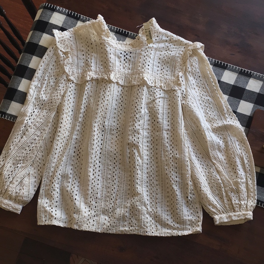 Madewell Eyelet Long Sleeve Blouse Size XS
